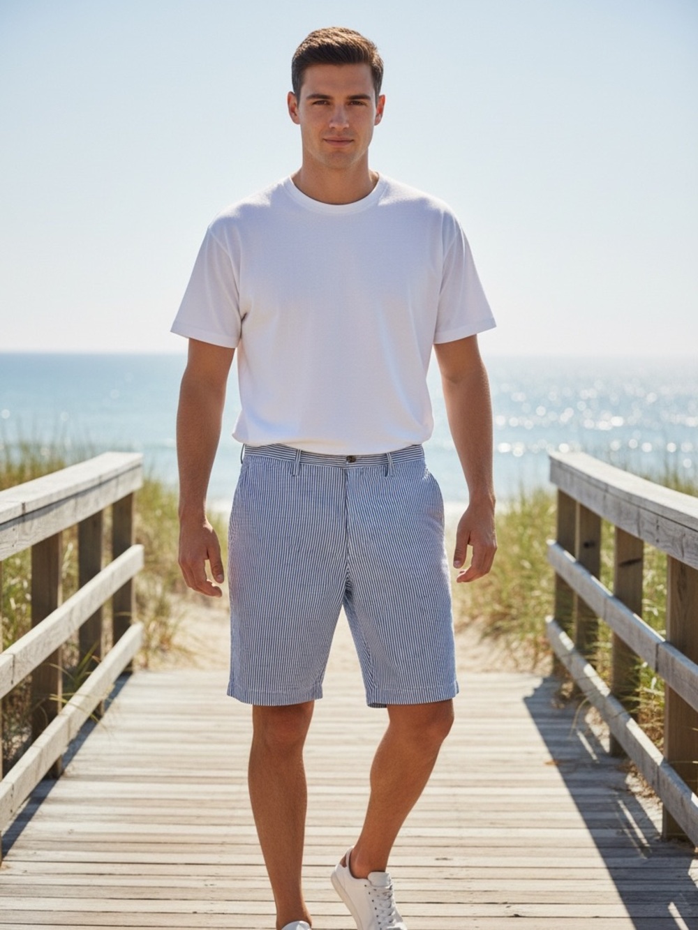 Polo Ralph Lauren Shorts Mens Sz 36 Blue Pinstripe Stretch Classic Fit w/logo